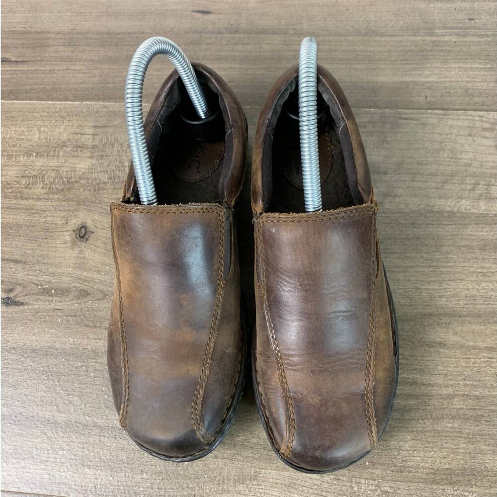 BOC Born Shoes Womens 6 W Loafer Brown Leather Slip On Comfort Casual Round Toe